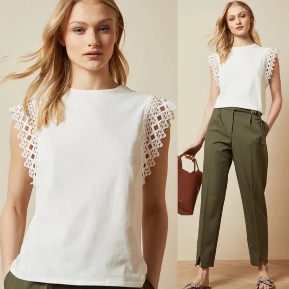 Ted Baker White Lace Detail Blouse
